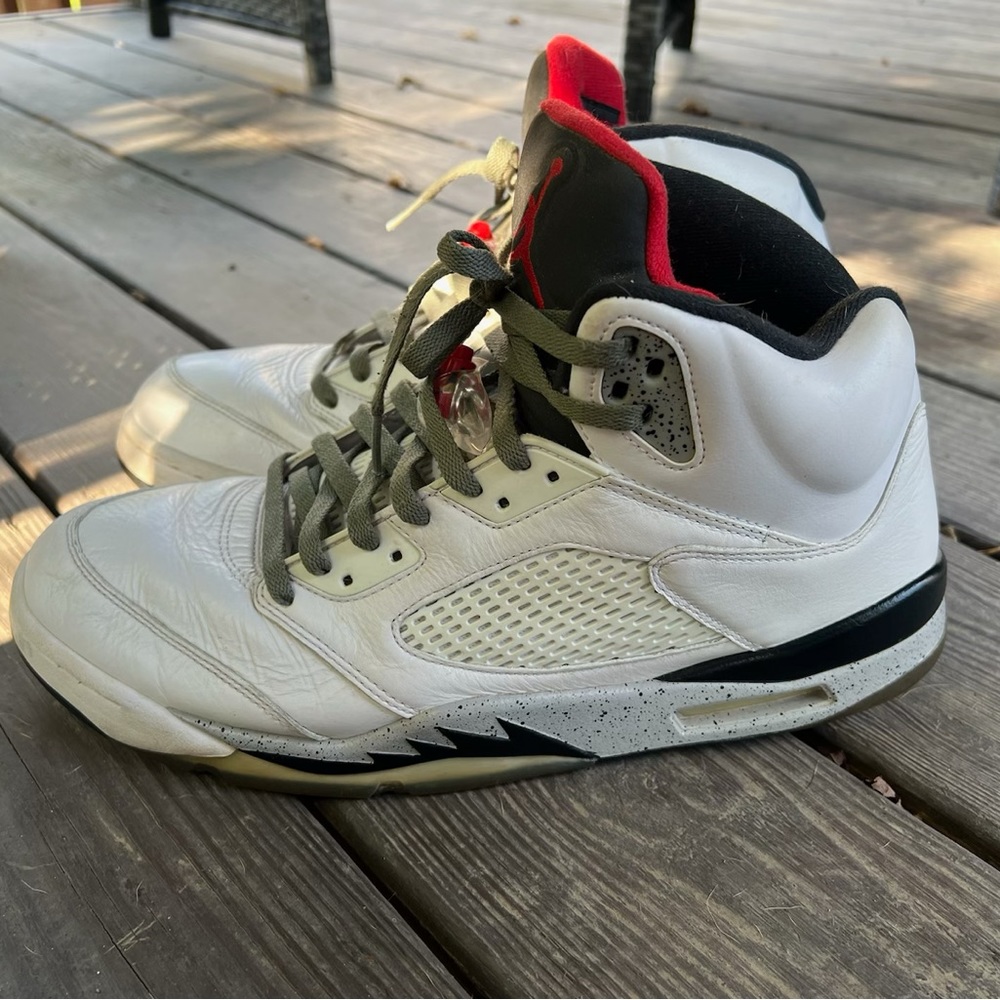 NIKE AIR JORDAN 5 RETRO WHITE CEMENT  SNEAKERS Sz 14